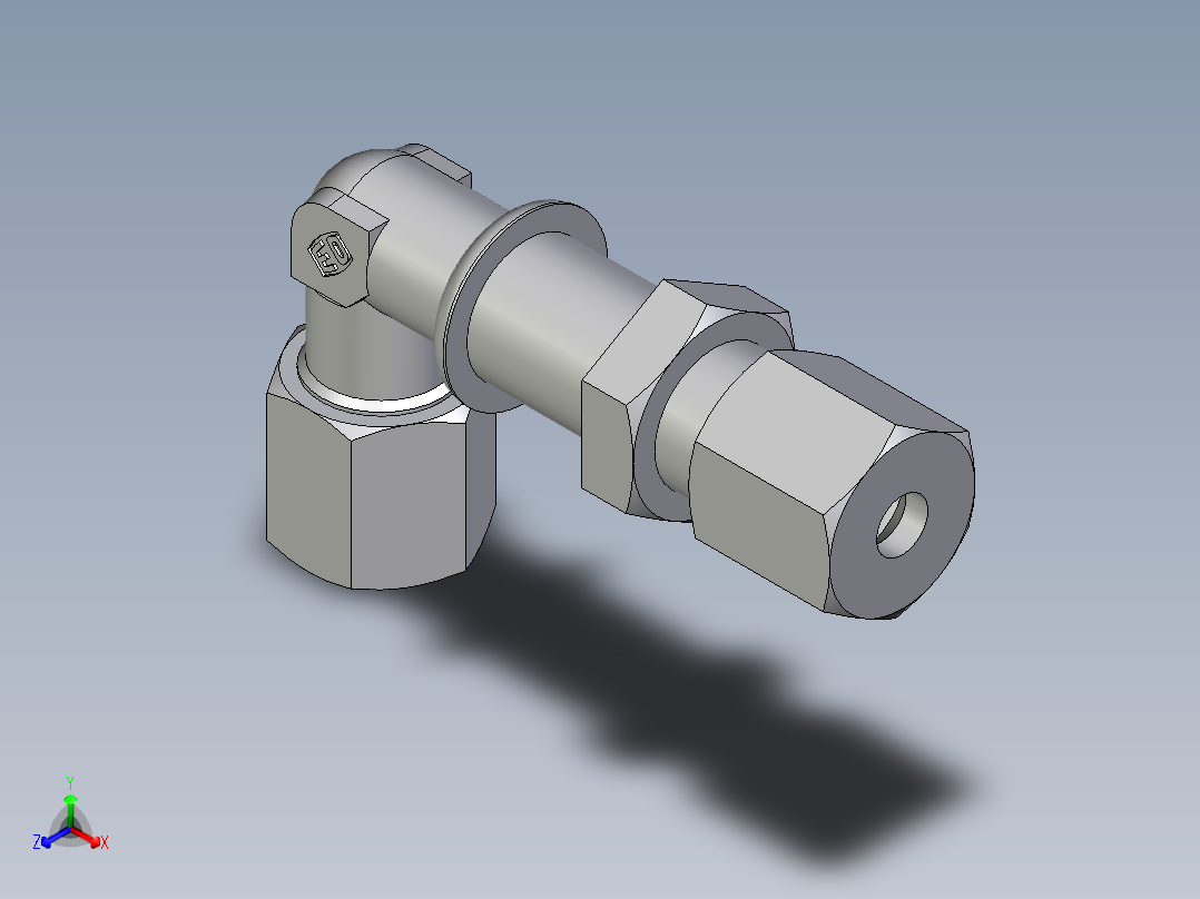 卡套式工业通用硬管接头EO_Bulkhead_elbow_WSV06ZS71正等轴测图