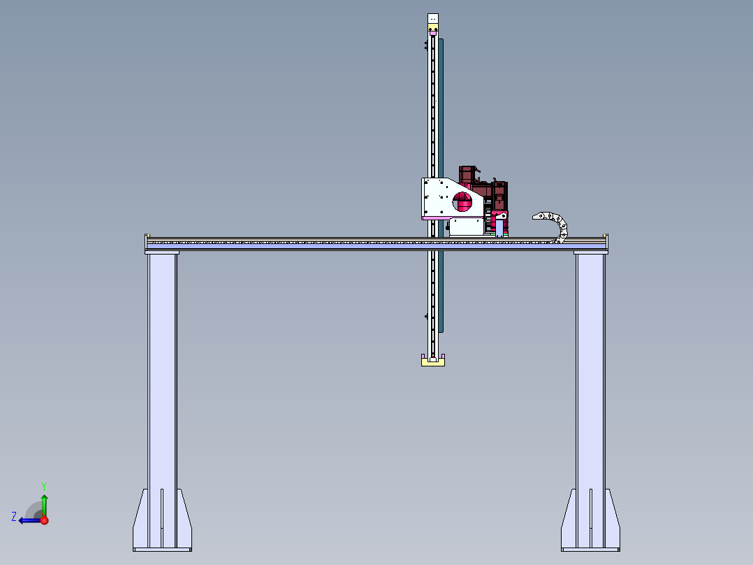 龙门三轴桁架机械臂sw18可编辑右视图