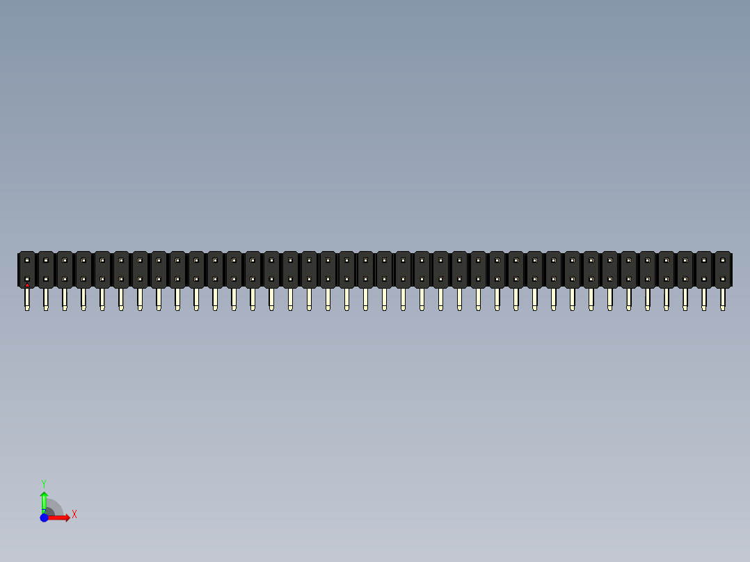 彩色公排针 100mil 2.54mm 系列-DS1022_black_2x38p_100mil_TypeD_rev1.0前视图