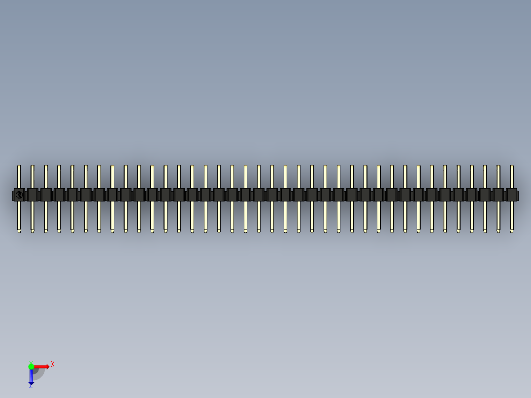 彩色公排针 100mil 2.54mm 系列-DS1022_black_2x38p_100mil_TypeD_rev1.0俯视图