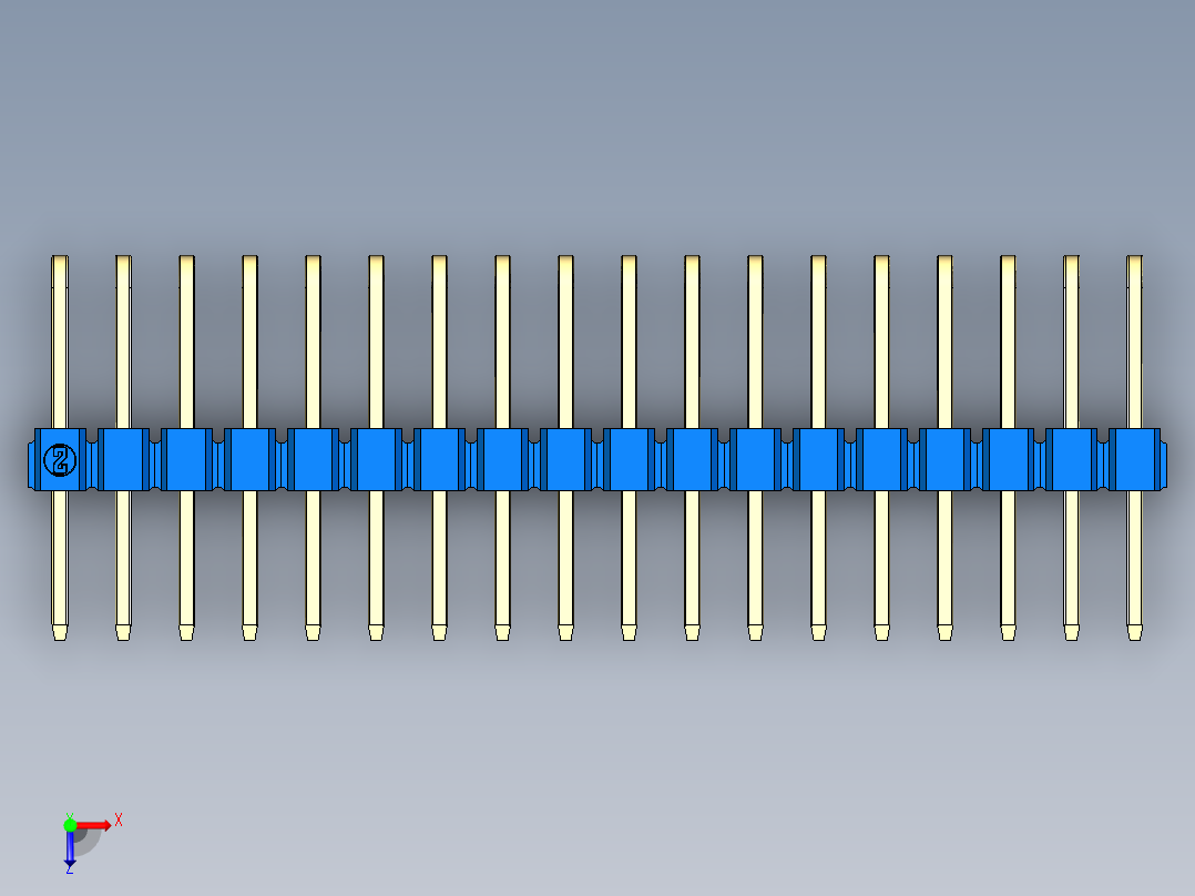 彩色公排针 100mil 2.54mm 系列-DS1022_blue_3x18p_100mil_TypeD_rev1.0俯视图