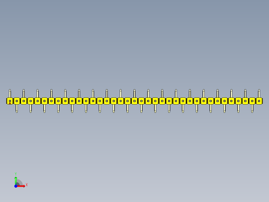 彩色公排针 100mil 2.54mm 系列-DS1022_yellow_37p_100mil_Type_SMT_R1_rev1.0前视图