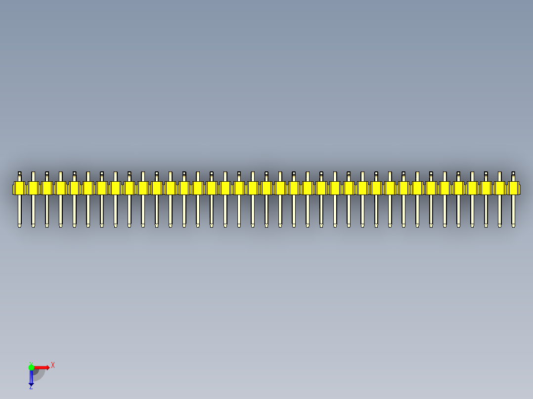 彩色公排针 100mil 2.54mm 系列-DS1022_yellow_37p_100mil_Type_SMT_R1_rev1.0俯视图