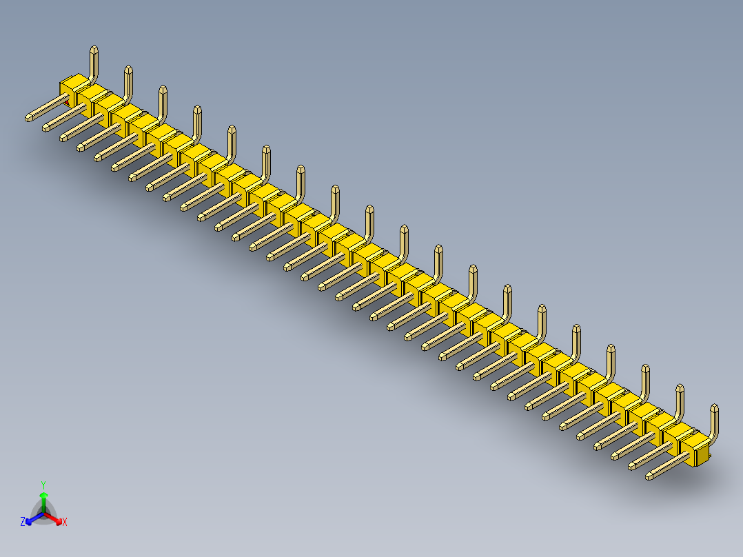 彩色公排针 100mil 2.54mm 系列-DS1022_yellow_37p_100mil_Type_SMT_R1_rev1.0正等轴测图