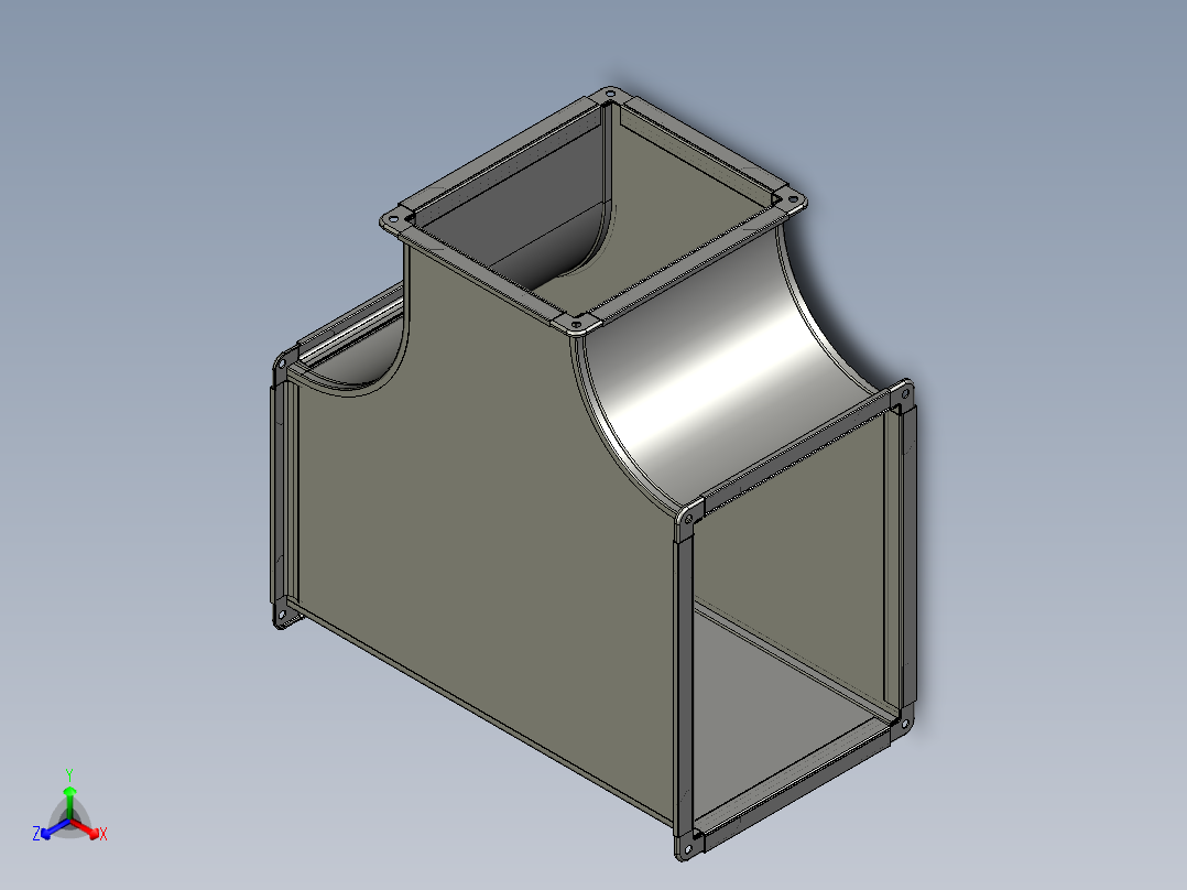 t形通道风管正等轴测图