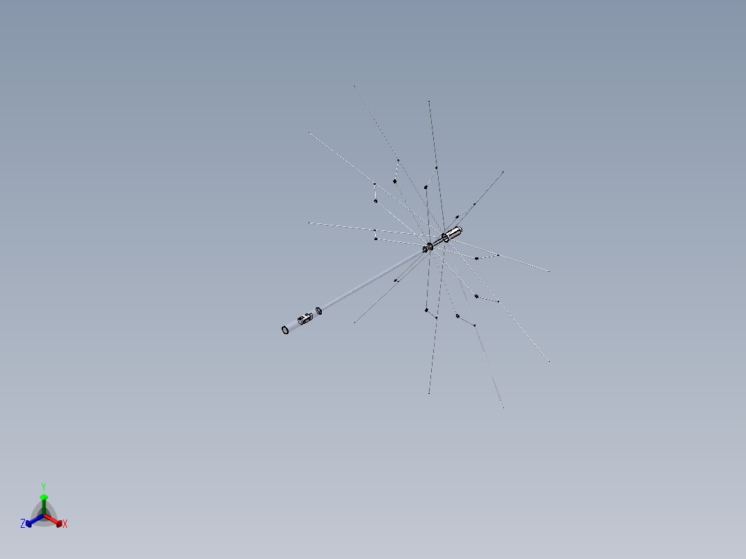 自动雨伞结构正等轴测图