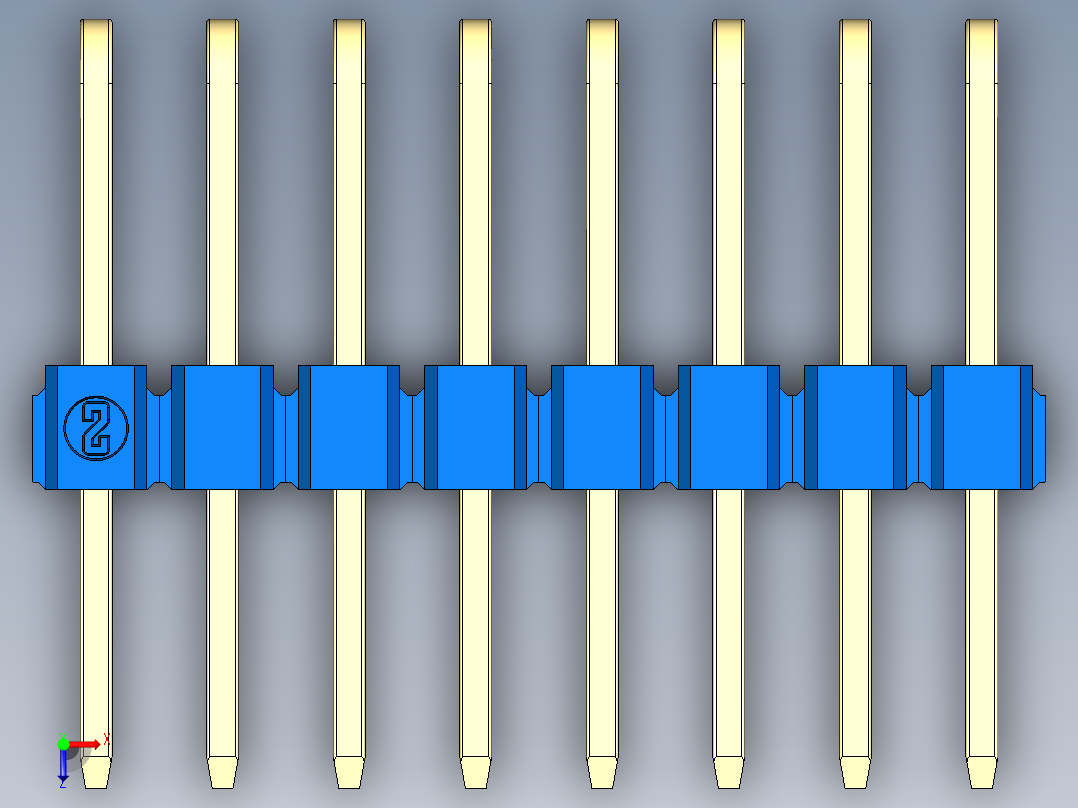 彩色公排针 100mil 2.54mm 系列-DS1022_blue_3x08p_100mil_TypeD_rev1.0俯视图