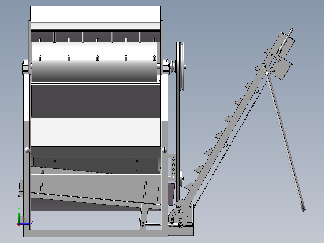 花生摘果机（全参数化设计）PROE左视图