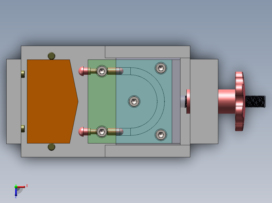 圆球压紧机构俯视图