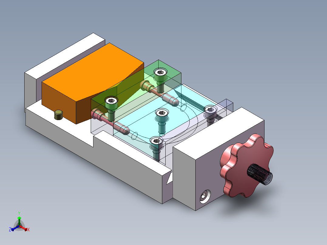 圆球压紧机构正等轴测图