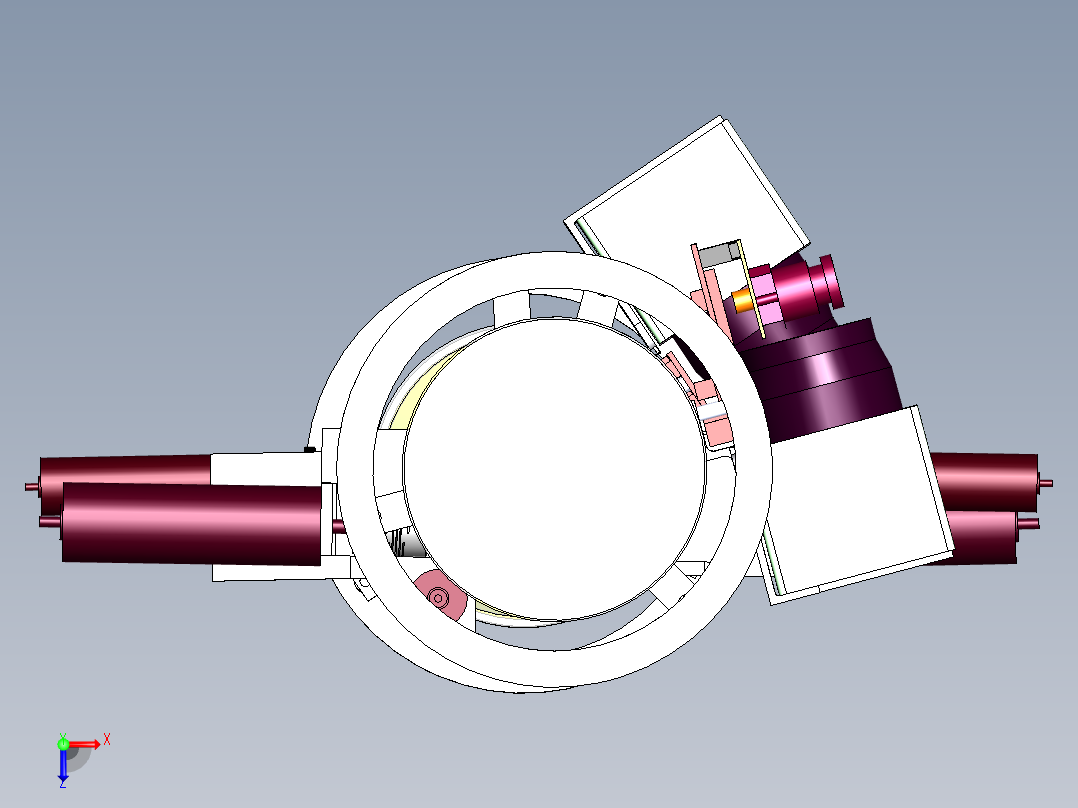 爬墙吸盘机器人三维建模图纸 SOLIDWORKS设计 单个sldprt文件俯视图