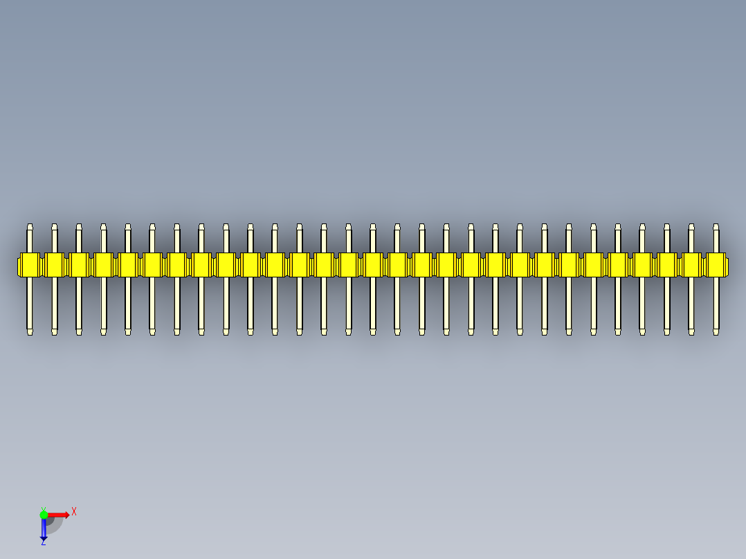 彩色公头100mil（2.54mm）系列-DS1021_yellow_1x29p_100mil_Type1_rev1.0俯视图
