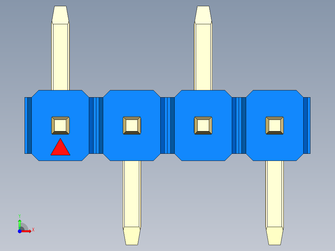 彩色公排针 100mil 2.54mm 系列-DS1022_blue_04p_100mil_Type_SMT_R1_rev1.0前视图