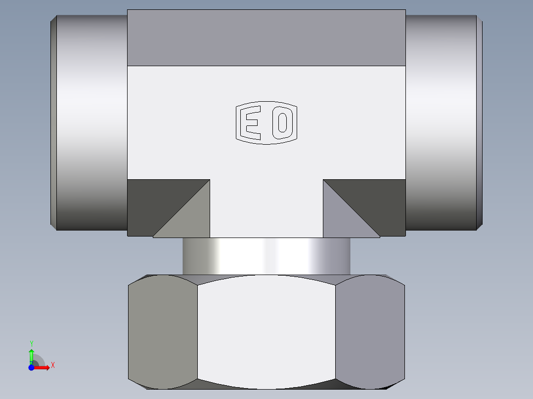卡套式工业通用硬管接头EO_Standpipe_branch_tee_EVT35LOMD71前视图