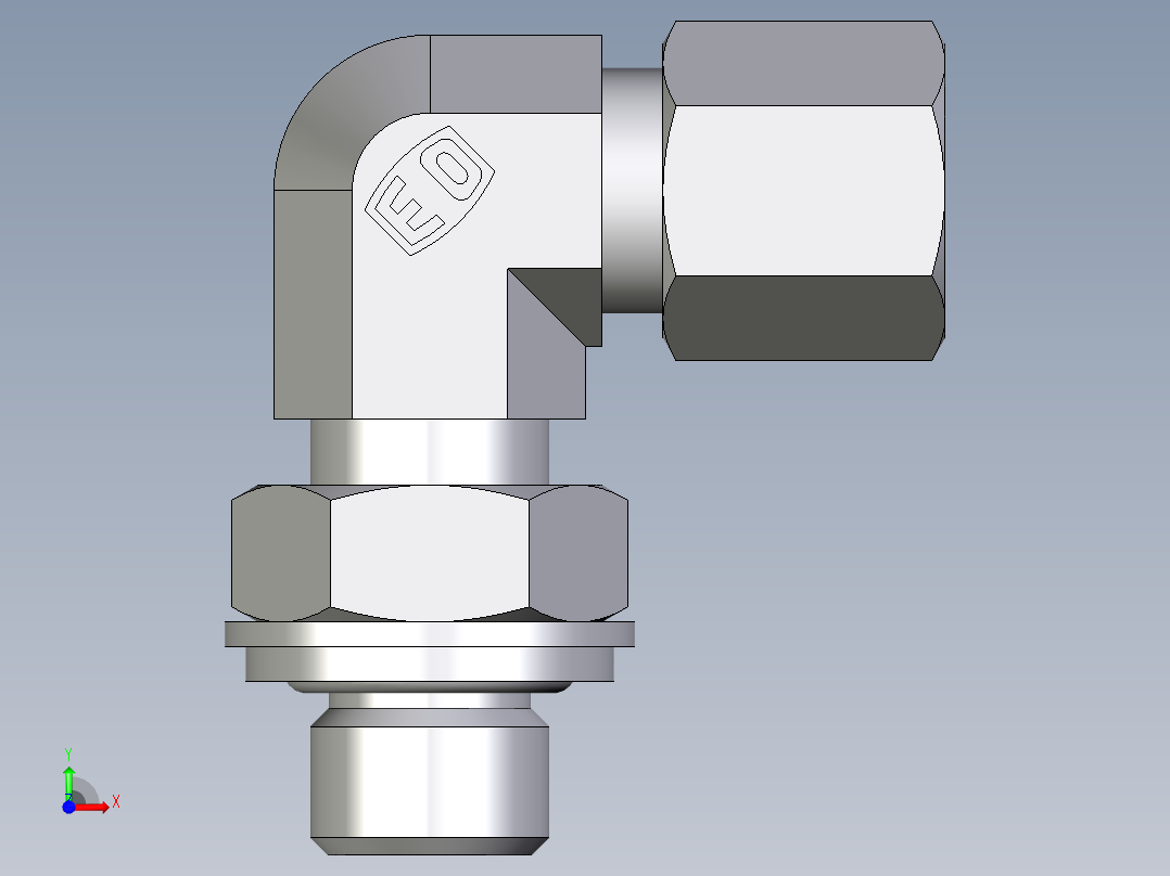 卡套式工业通用硬管接头EO_Adjustable_Locknut_elbow_WEE06ZLLRCF前视图