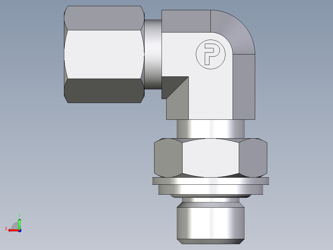 卡套式工业通用硬管接头EO_Adjustable_Locknut_elbow_WEE06ZLLRCF后视图
