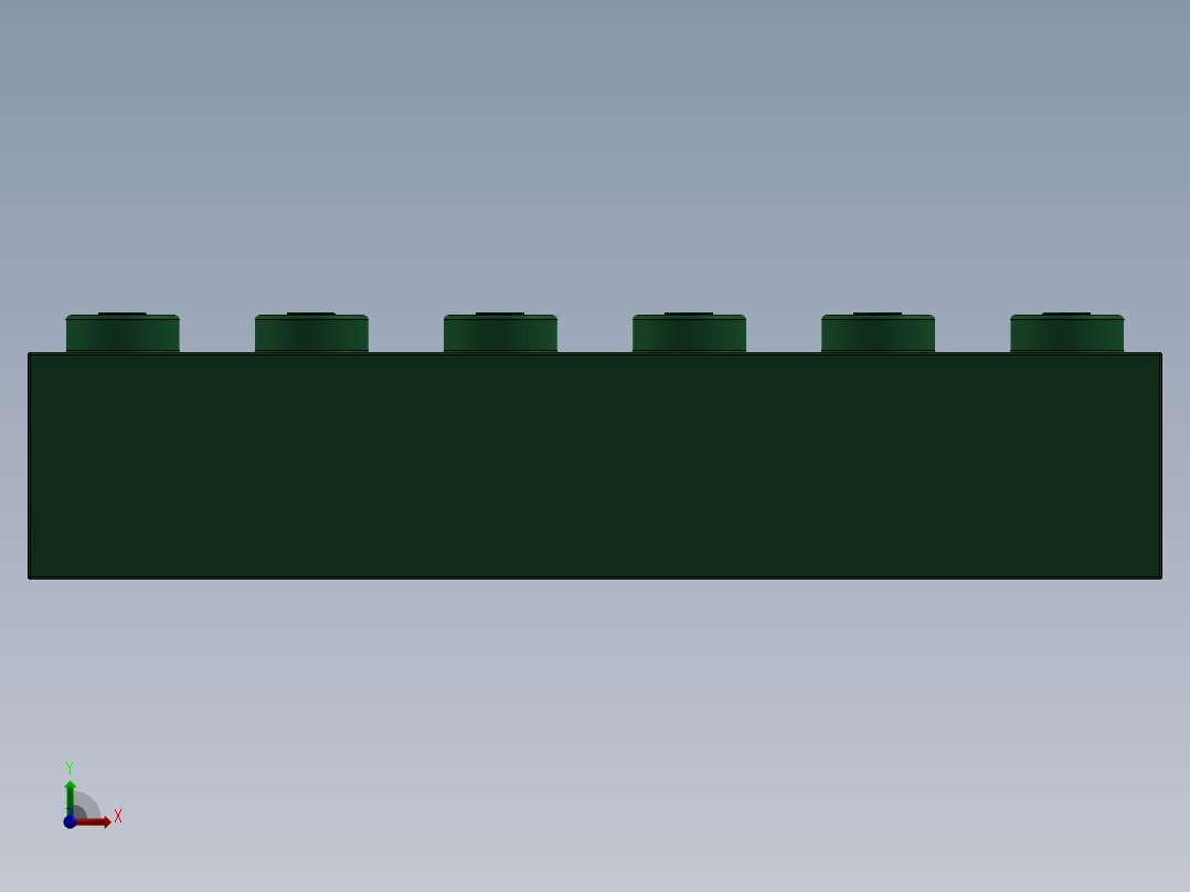 乐高套装 4421基本积木-4181135 - 2456 - 44237 Dark Green Brick 2 x 6.SLDPRT前视图