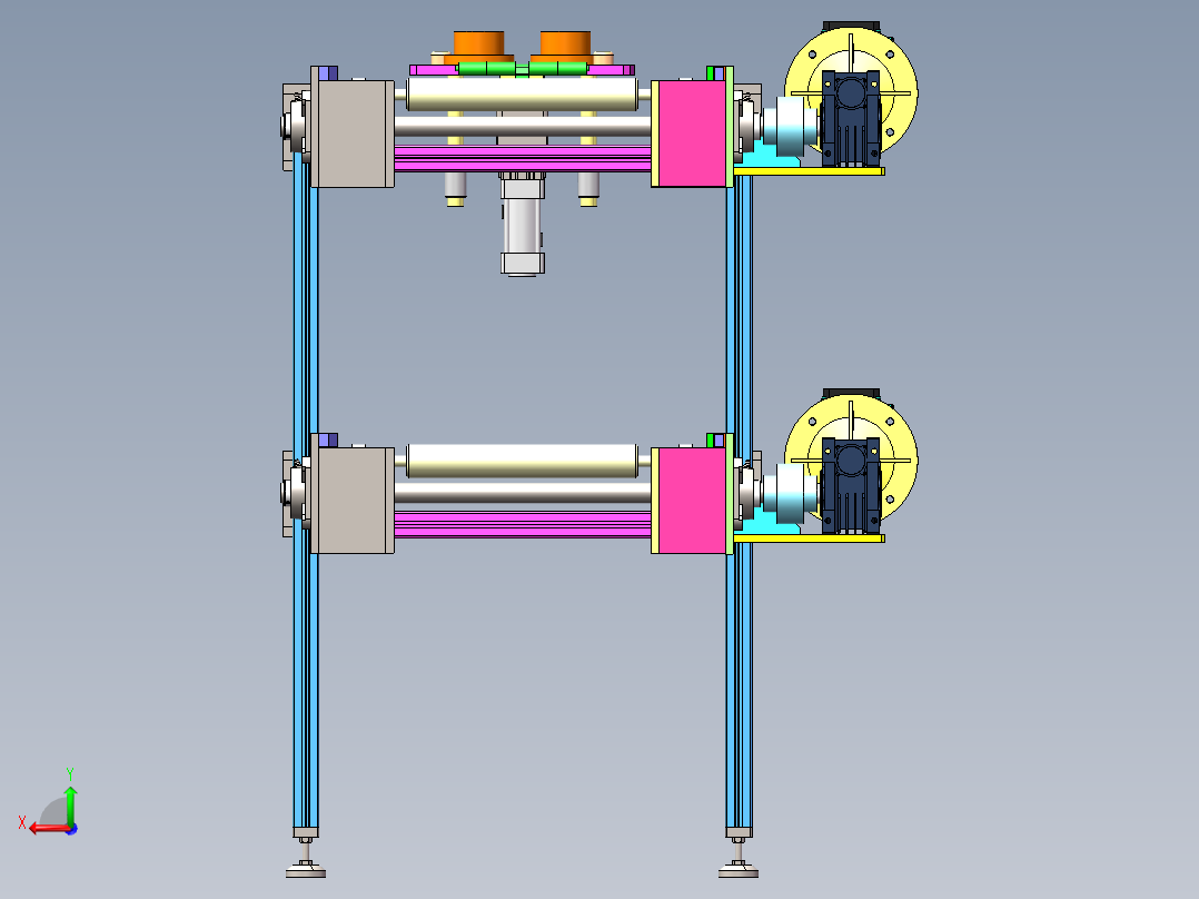双层倍数链输送机sw18可编辑后视图