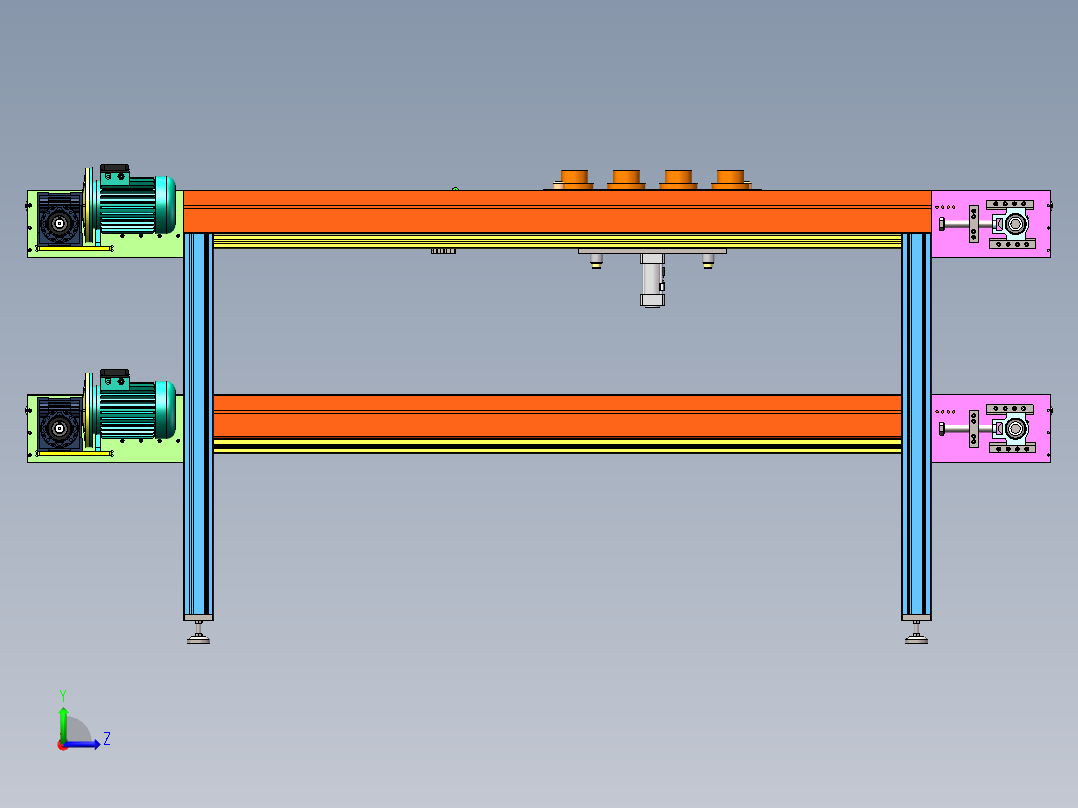 双层倍数链输送机sw18可编辑左视图