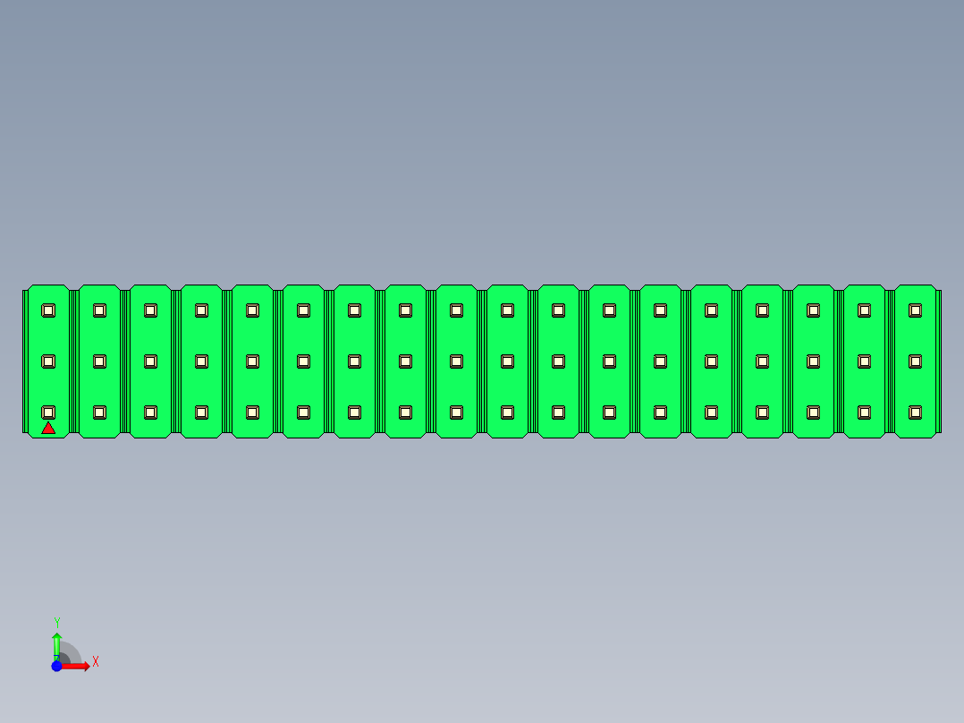 彩色公头100mil（2.54mm）系列-DS1021_green_3x18p_100mil_Type19_rev1.0前视图