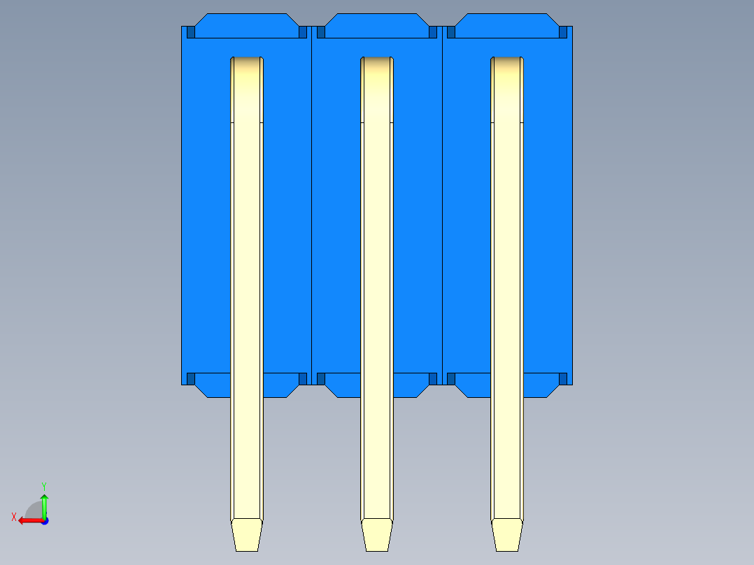 彩色公排针 100mil 2.54mm 系列-DS1022_blue_3x03p_100mil_TypeD_rev1.0后视图