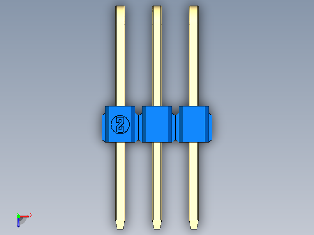 彩色公排针 100mil 2.54mm 系列-DS1022_blue_3x03p_100mil_TypeD_rev1.0俯视图