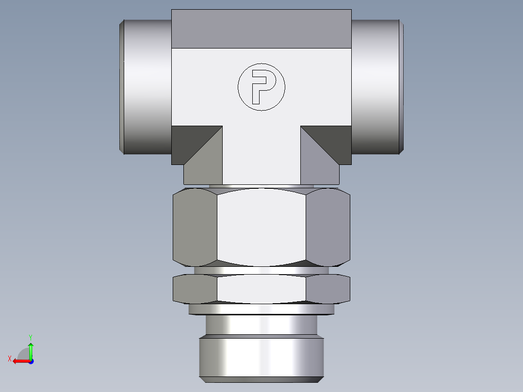 卡套式工业通用硬管接头EO_Assembled_adjustable_standpipe_branch_tee_EVT28LROMD71后视图