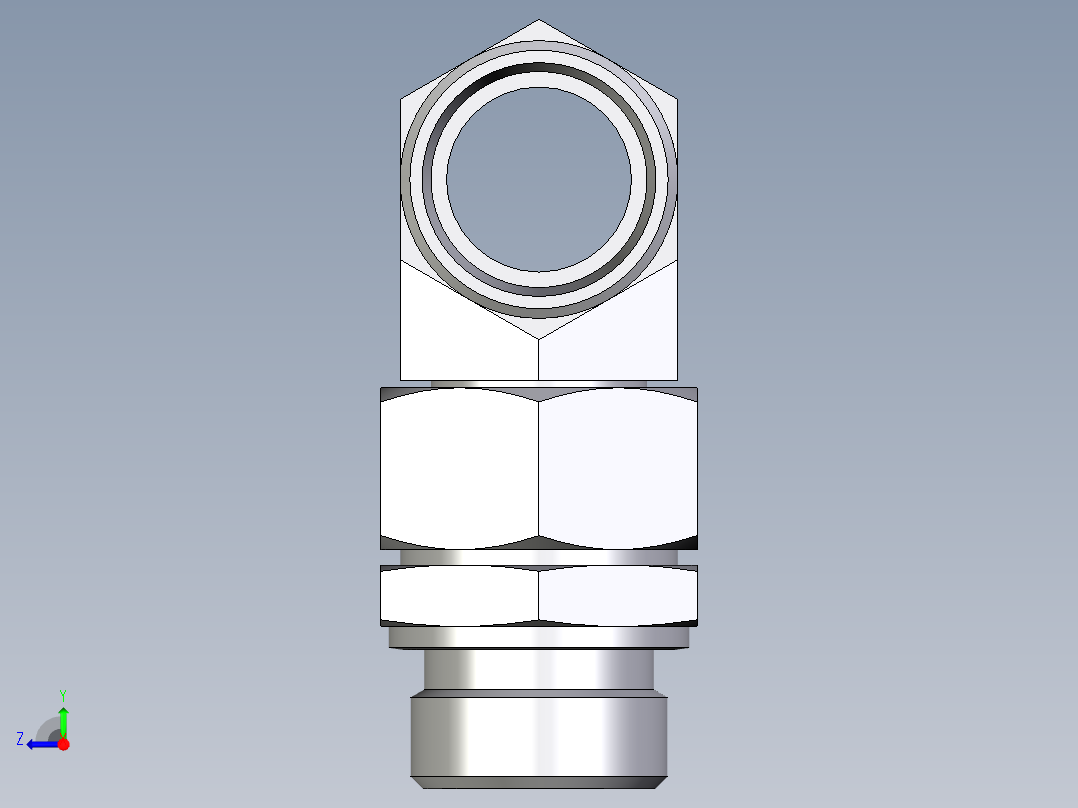 卡套式工业通用硬管接头EO_Assembled_adjustable_standpipe_branch_tee_EVT28LROMD71右视图