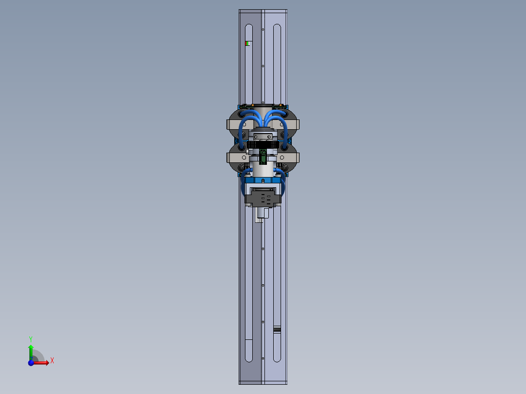 升降式四轴scara机器人SolidWorks3d图纸四轴内部结构图三维模型前视图