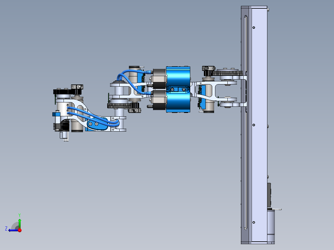 升降式四轴scara机器人SolidWorks3d图纸四轴内部结构图三维模型右视图