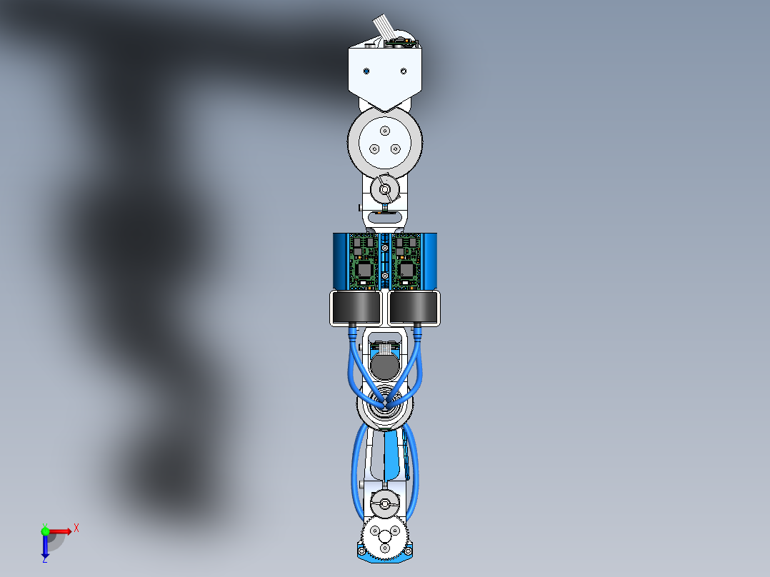 升降式四轴scara机器人SolidWorks3d图纸四轴内部结构图三维模型俯视图