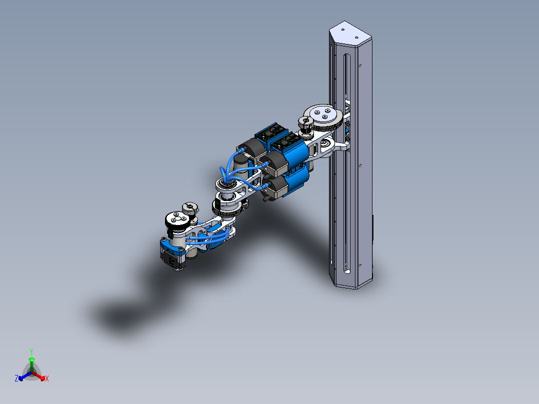 升降式四轴scara机器人SolidWorks3d图纸四轴内部结构图三维模型正等轴测图