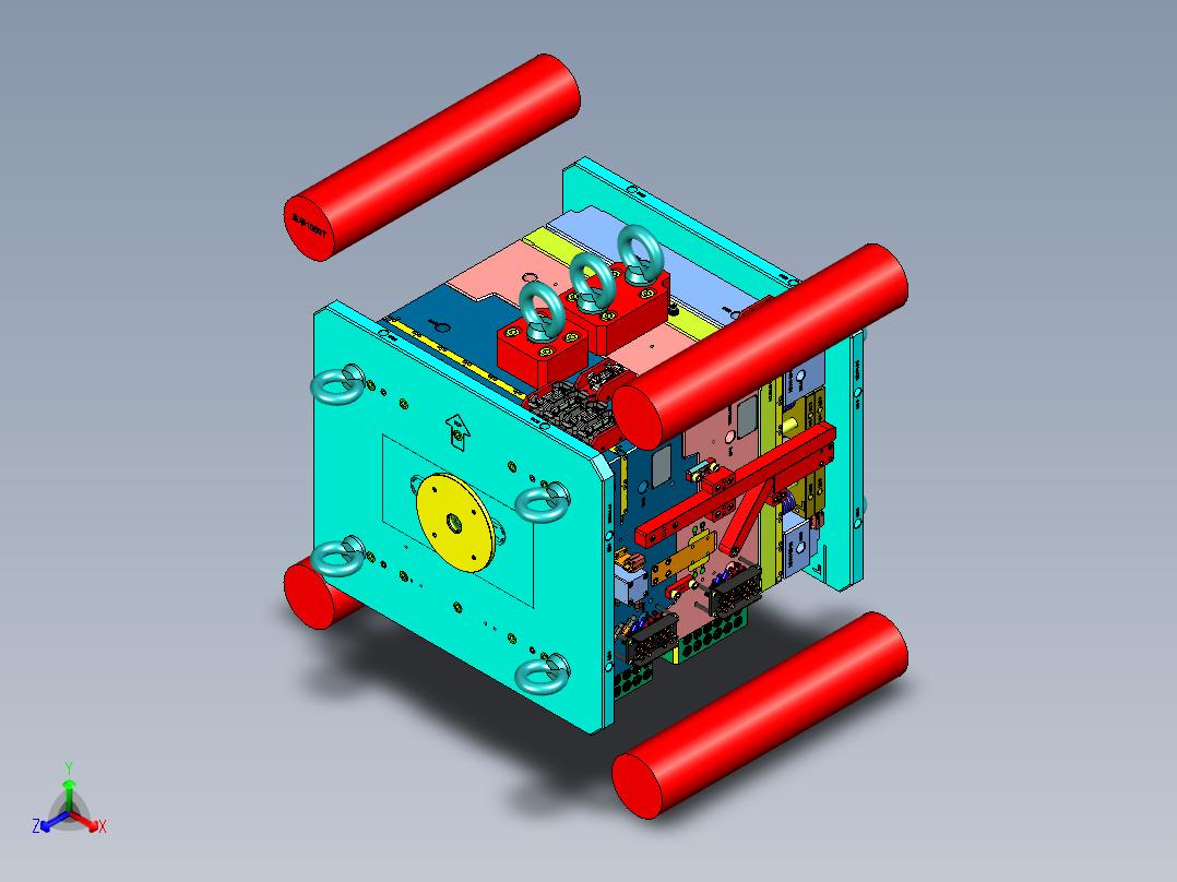 迈腾汽车日间行车灯底壳注塑模具设计正等轴测图