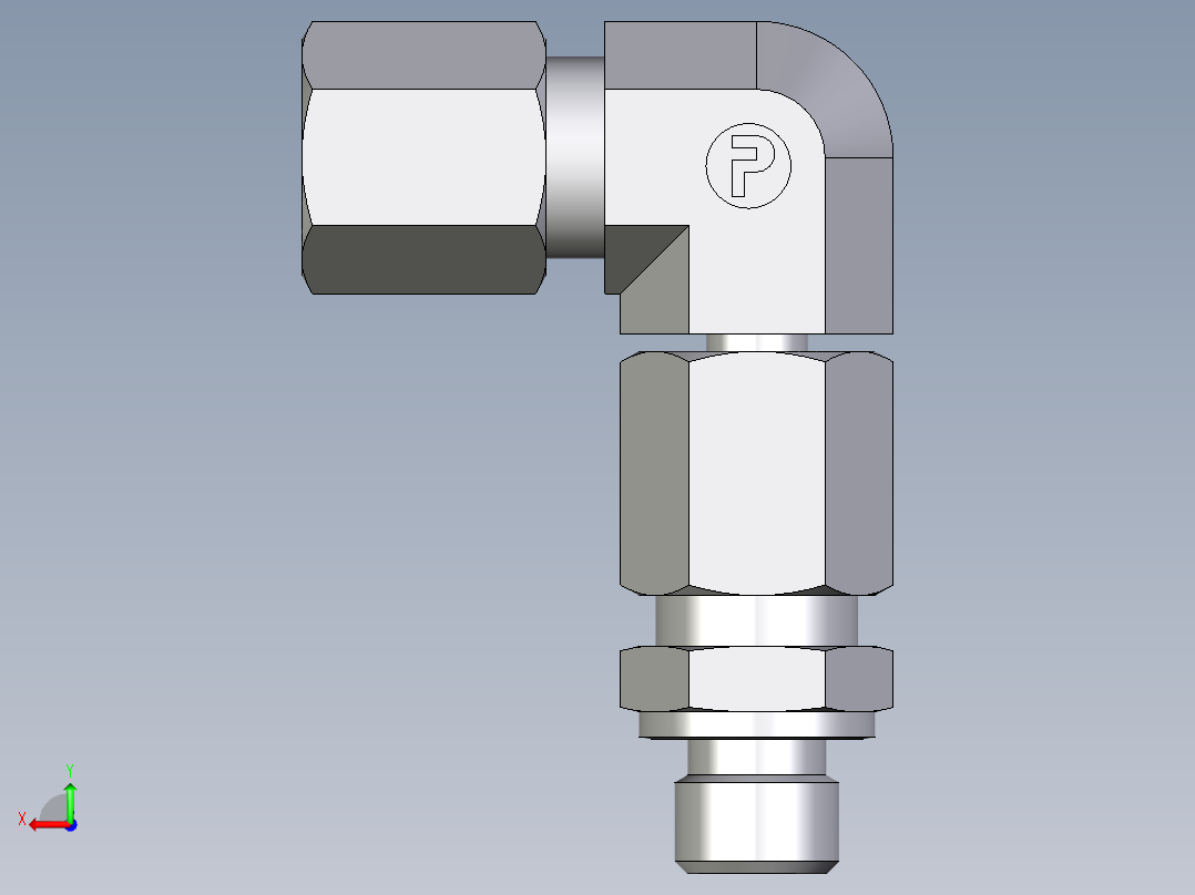 卡套式工业通用硬管接头EO_Assembled_adjustable_standpipe_elbow_EVW06LR71后视图