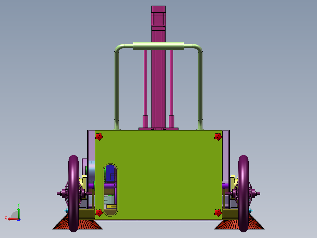 推动式路面垃圾清扫小车三维后视图