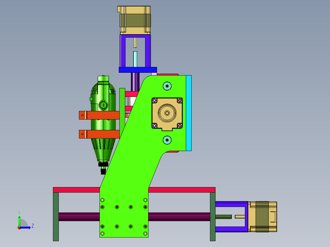 科普用金属微型钻床左视图