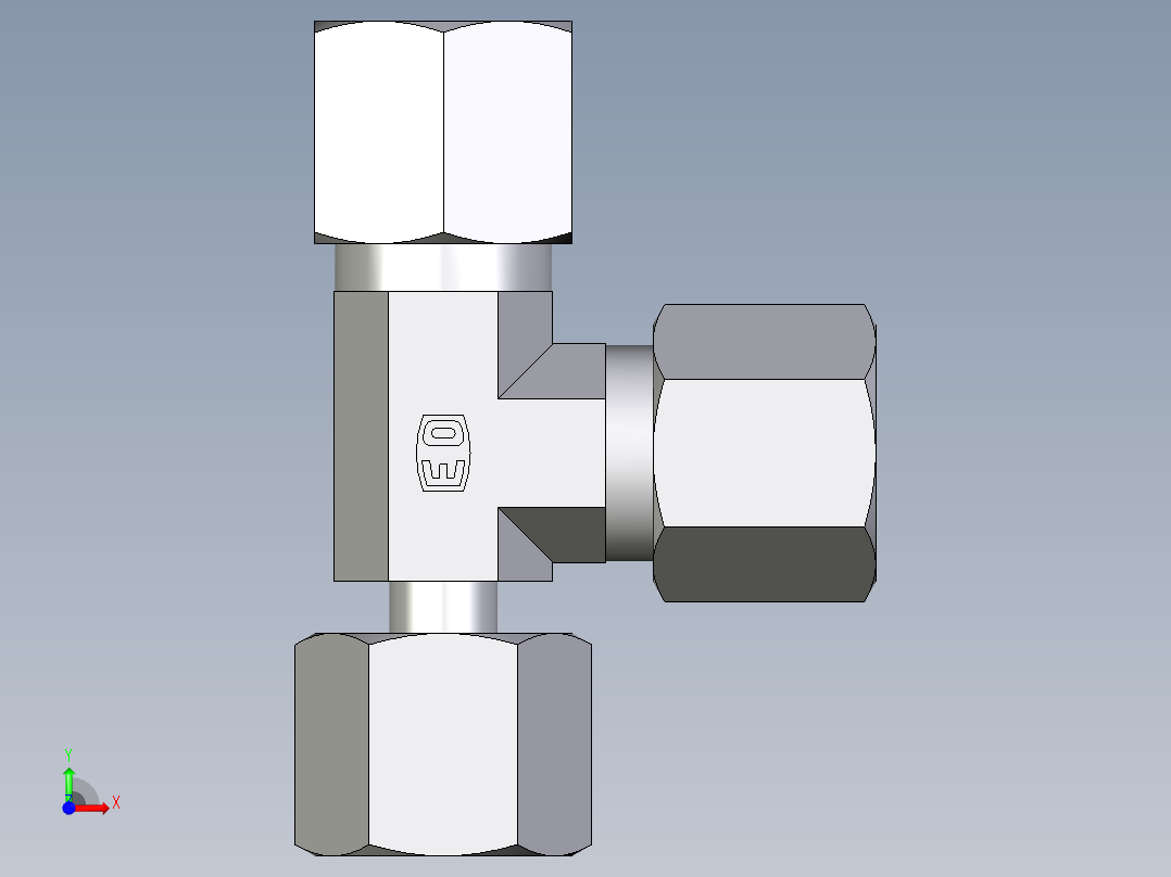 卡套式工业通用硬管接头EO_Standpipe_run_tee_EVL08S71前视图