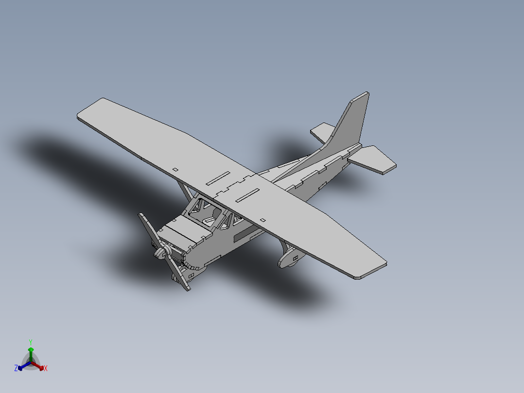 激光下料拼图飞机CAD-SolidWorks-X_T格式正等轴测图