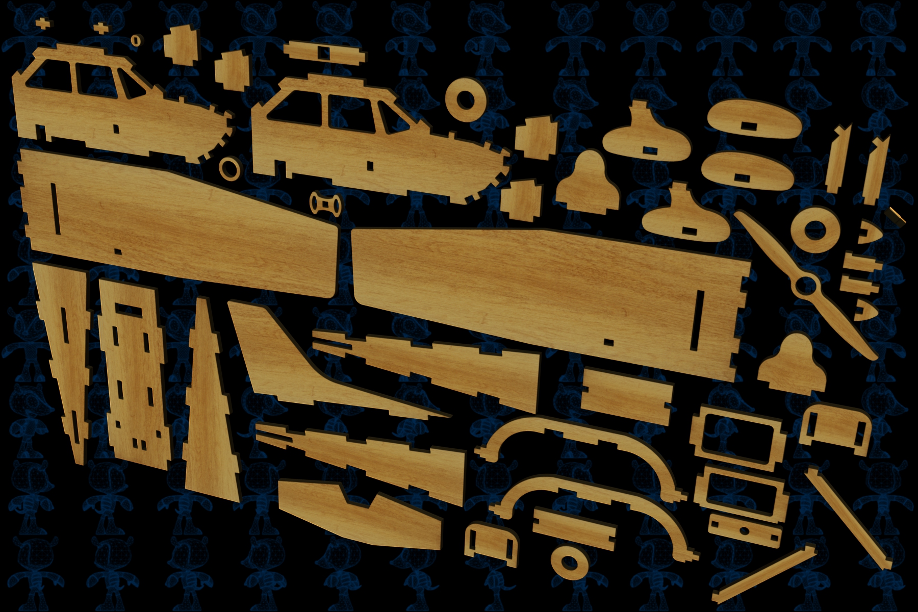 激光下料拼图飞机CAD-SolidWorks-X_T格式