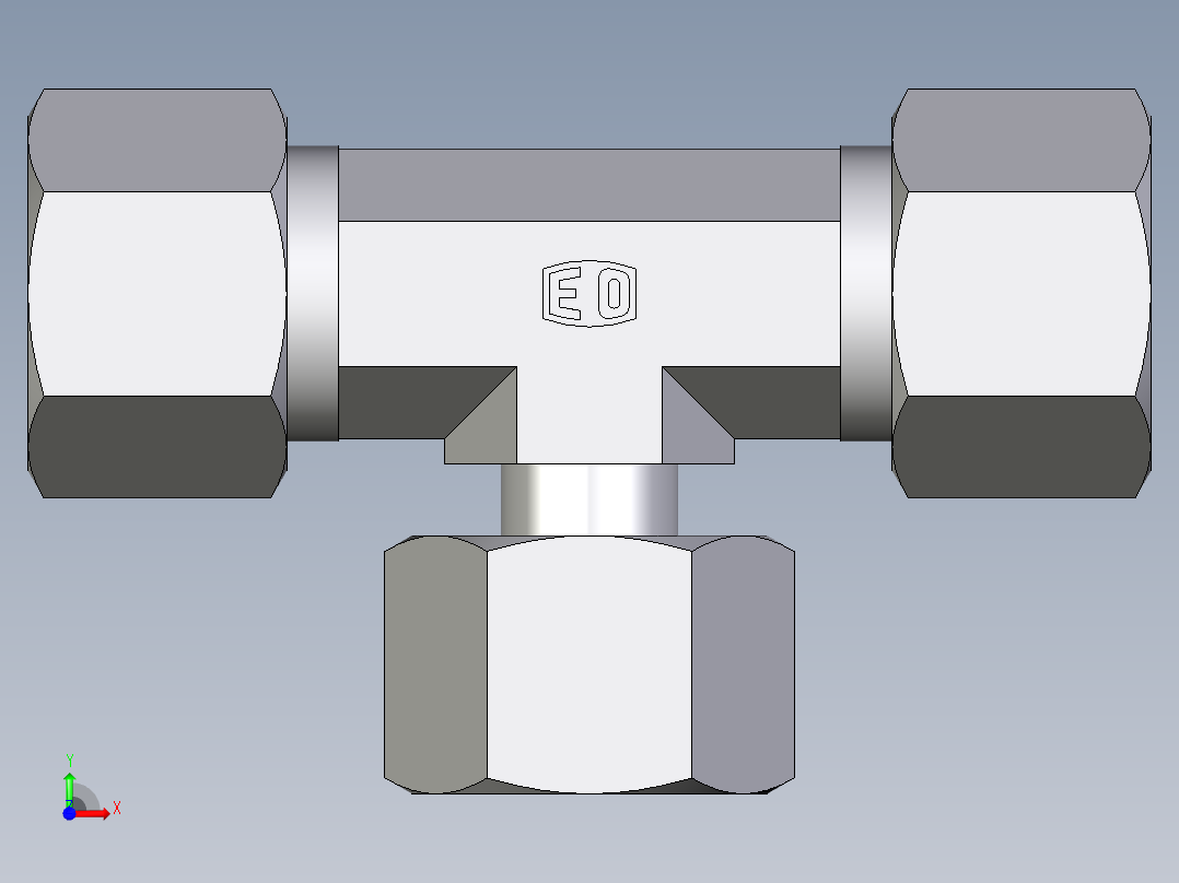 卡套式工业通用硬管接头EO_Standpipe_branch_tee_EVT12SCF前视图