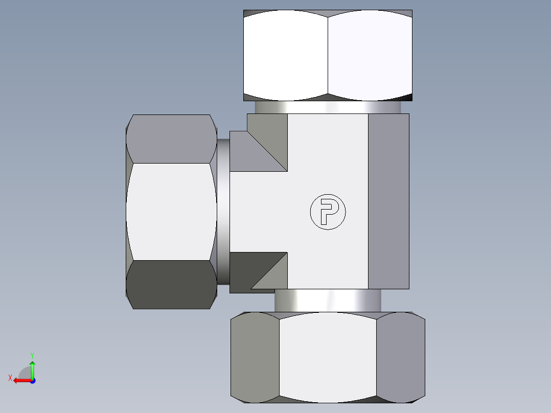 卡套式工业通用硬管接头EO_Standpipe_run_tee_EVL38SCF后视图