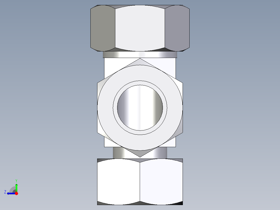 卡套式工业通用硬管接头EO_Standpipe_run_tee_EVL38SCF右视图