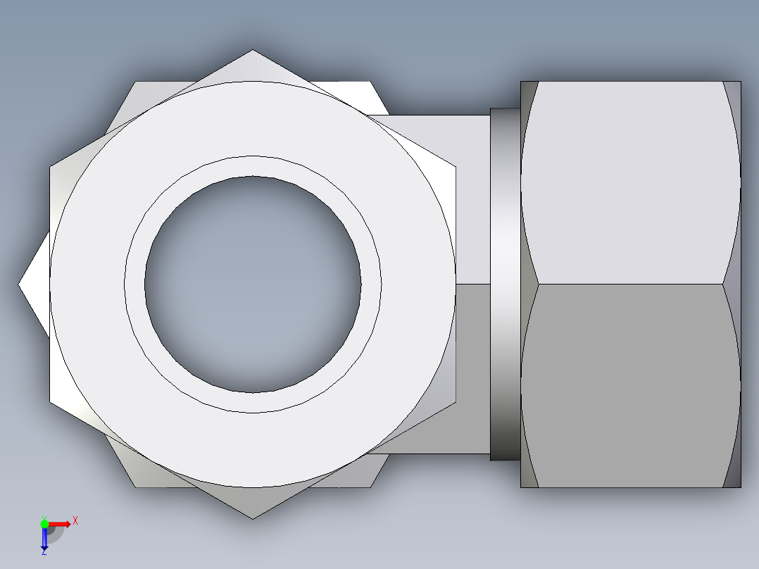 卡套式工业通用硬管接头EO_Standpipe_run_tee_EVL38SCF俯视图