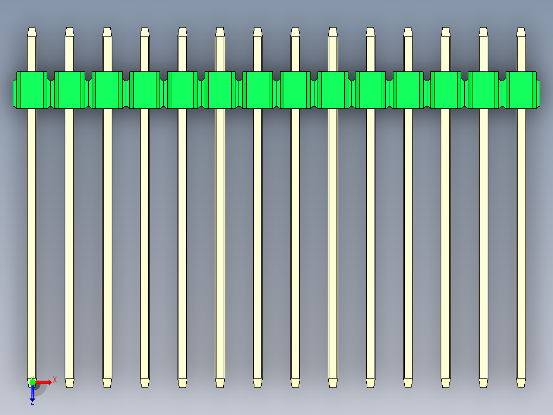 彩色公头100mil（2.54mm）系列-DS1021_green_3x14p_100mil_Type19_rev1.0俯视图