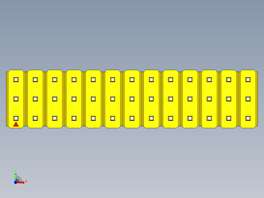 彩色公头100mil（2.54mm）系列-DS1021_yellow_3x13p_100mil_Type1_rev1.0前视图