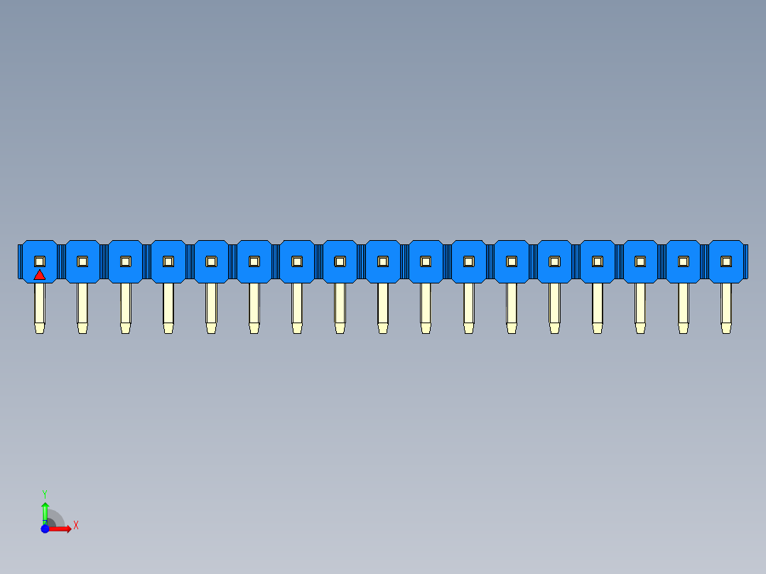 彩色公排针 100mil 2.54mm 系列-DS1022_blue_1x17p_100mil_TypeD_rev1.0前视图