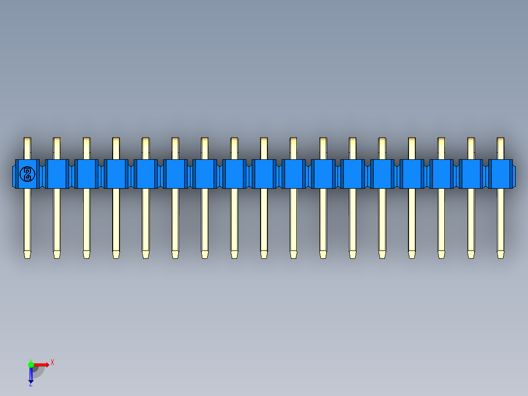 彩色公排针 100mil 2.54mm 系列-DS1022_blue_1x17p_100mil_TypeD_rev1.0俯视图