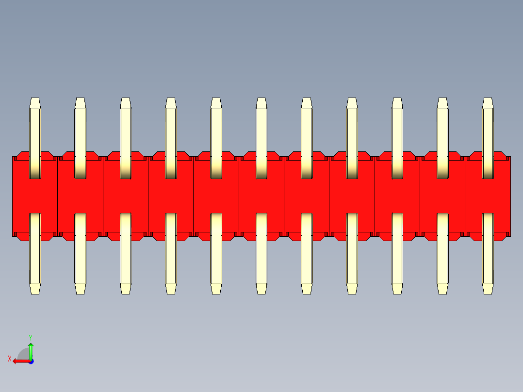 彩色公排针 100mil 2.54mm 系列-DS1022_red_22p_100mil_TypeSMT_rev1.0后视图