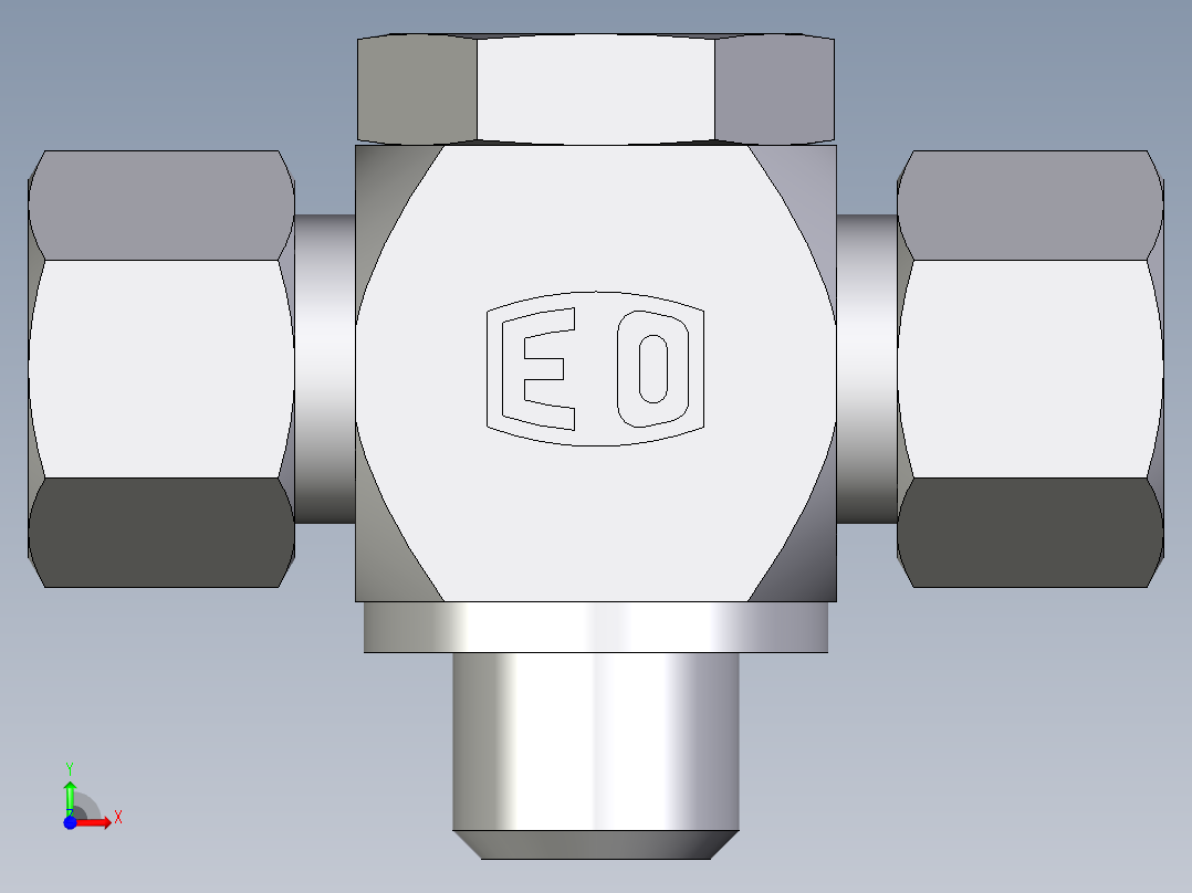 卡套式工业通用硬管接头EO_High_pressure_banjo_tee_TH12ZLRKD71前视图