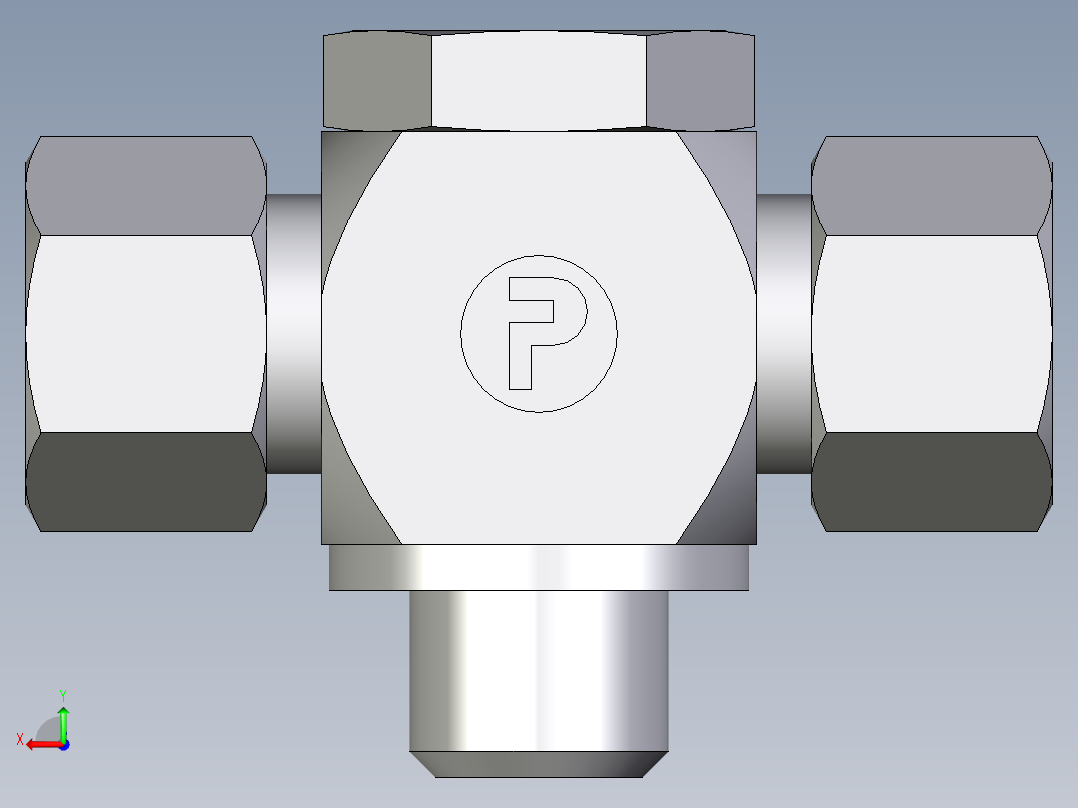 卡套式工业通用硬管接头EO_High_pressure_banjo_tee_TH12ZLRKD71后视图
